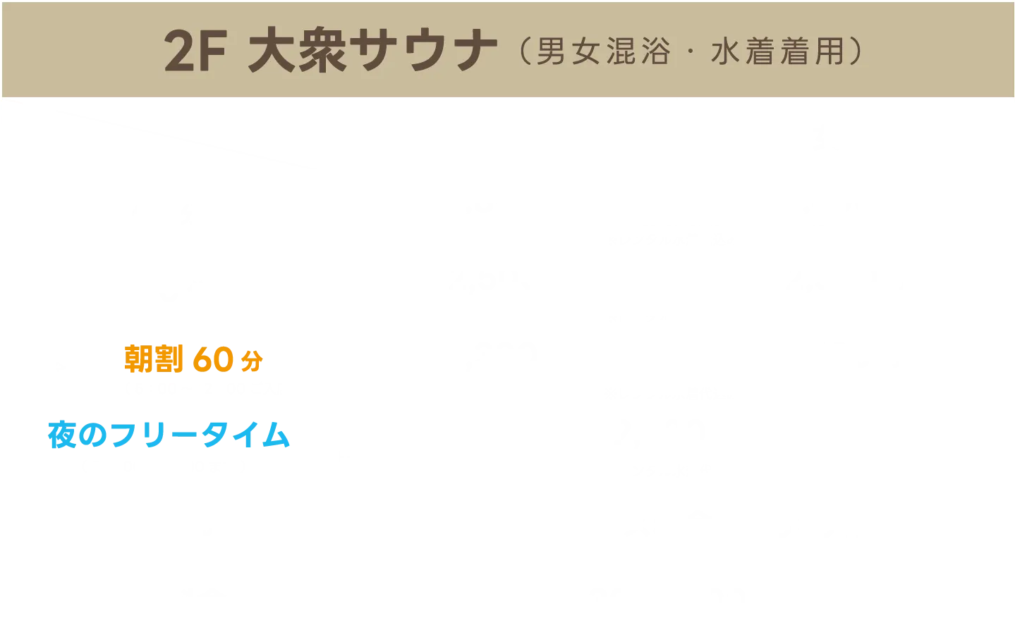 2F 大衆サウナ（男女混浴・水着着用）